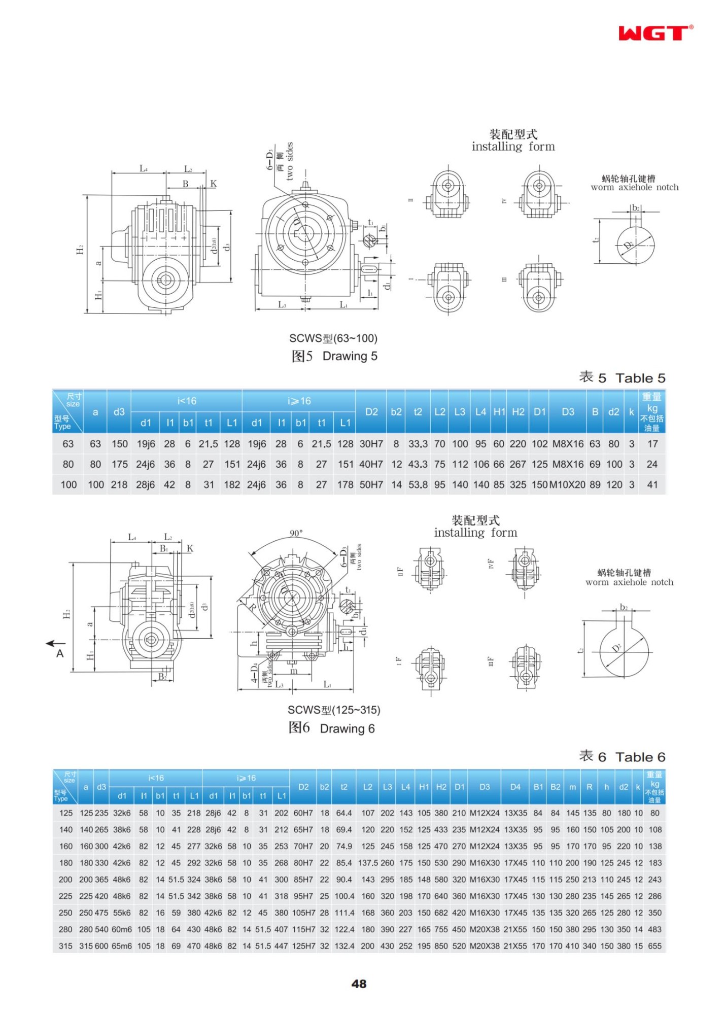 SCWS125 shaft mounted arc-contract worm reducer WGT