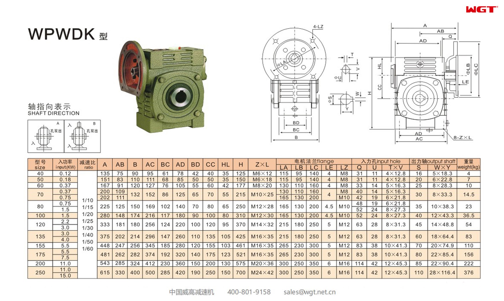 WPWDK120 worm gear reducer universal speed reducer 