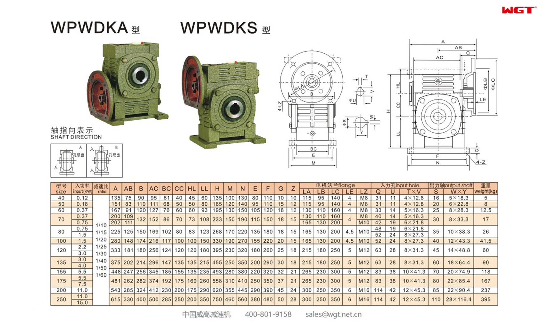 WPWDKA120 worm gear reducer universal speed reducer