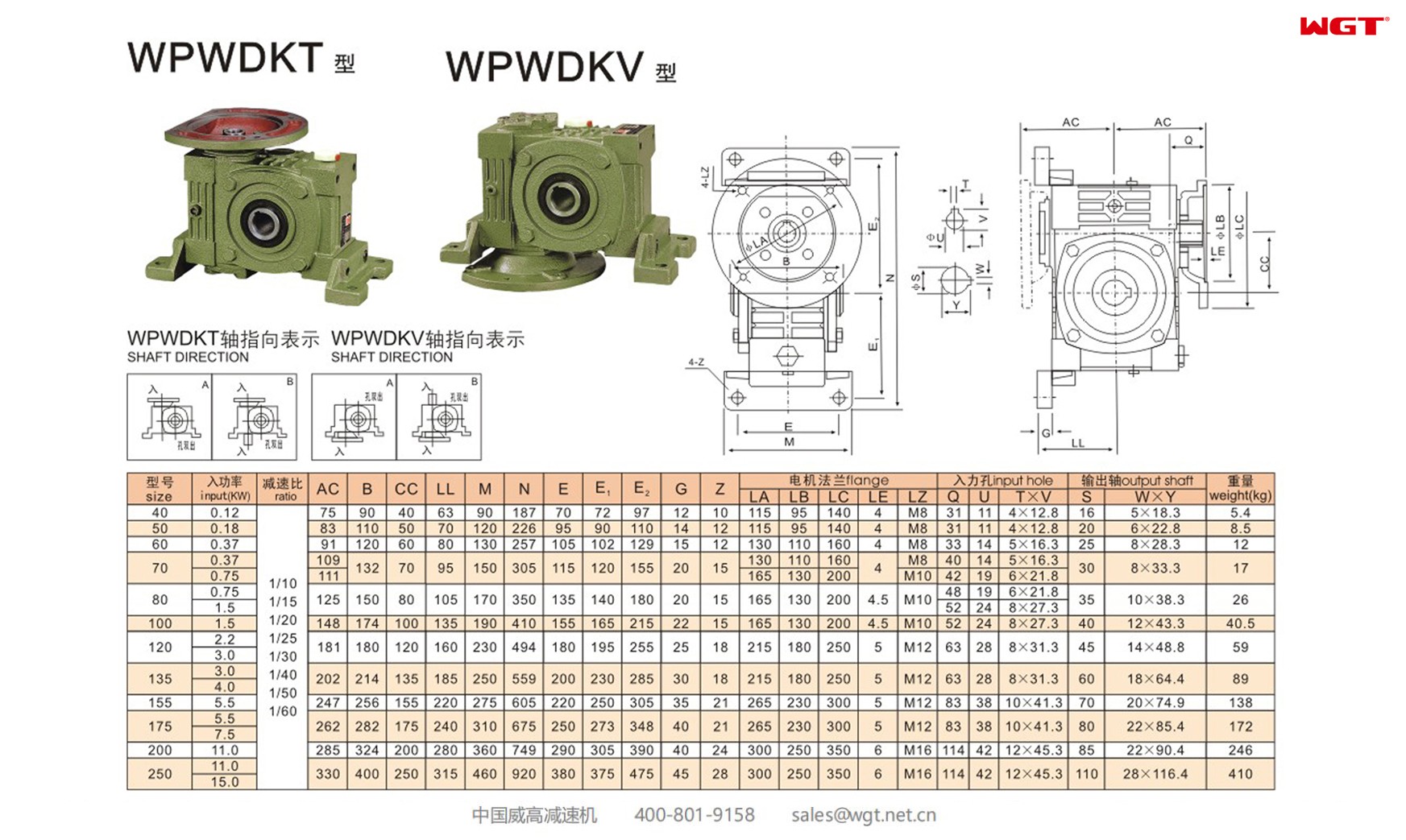 WPWDKT100 worm gear reducer universal speed reducer 